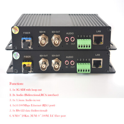 3G-SDI Ethernet over Fiber Optic Media Converter SM up 20Km for SDI Camera CCTV 