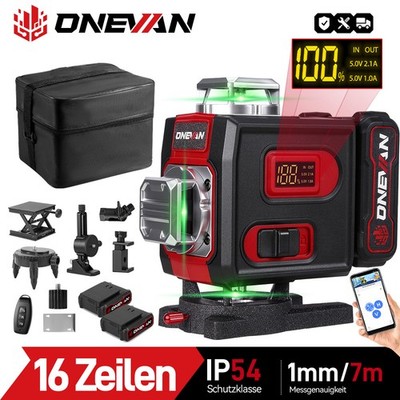 16 Line Laser Level Wasserwaage 4D 360° Kreuzlinienlaser Nivellierlaser w/2 Akku