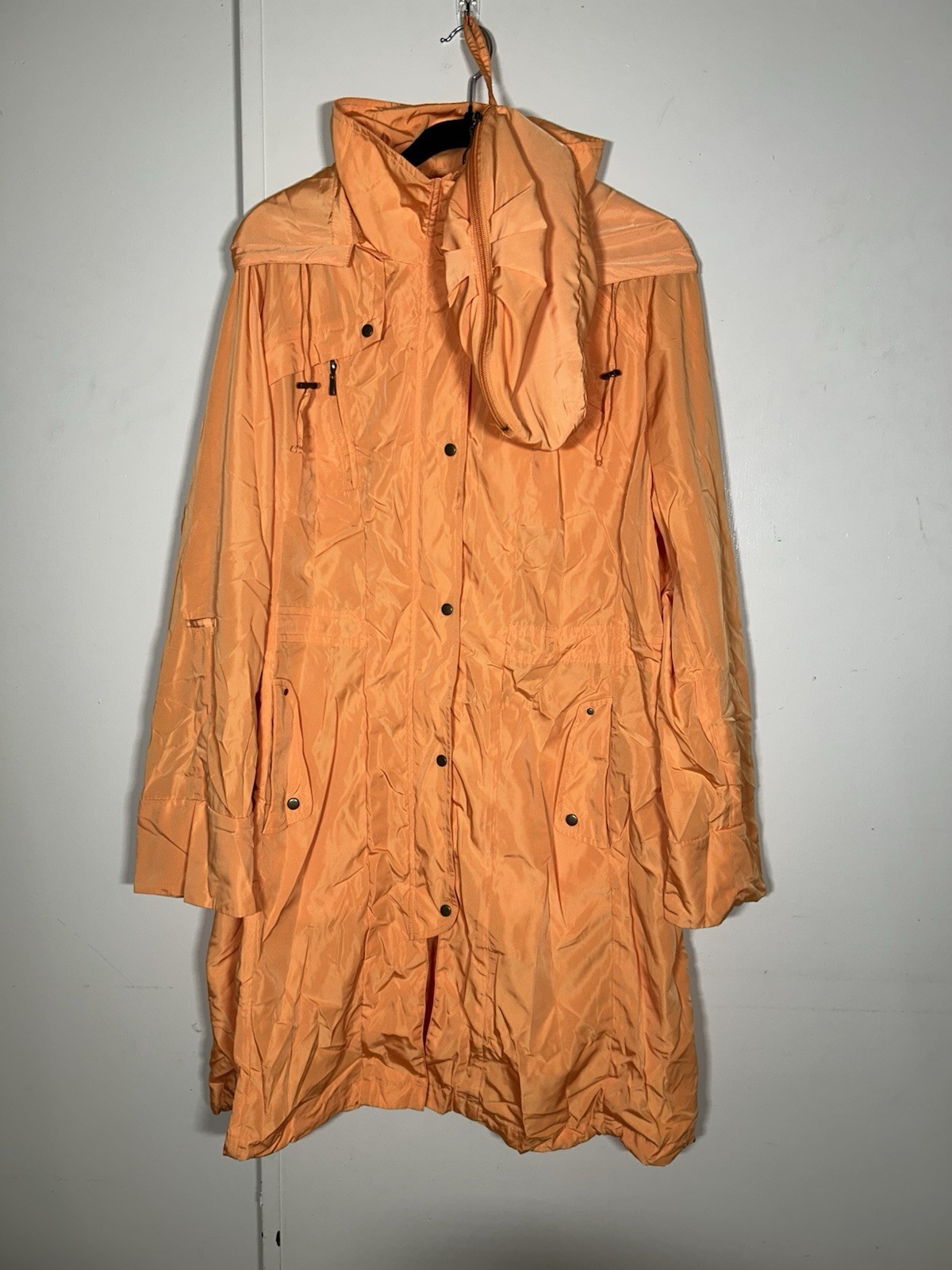 Vintage Pendeleton Bright Orange Packable ZipUp H… - image 3