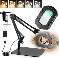 10X 30X Magnifying Glass with Light and Stand, LED Magnifying Lamp with 2-In-1 D