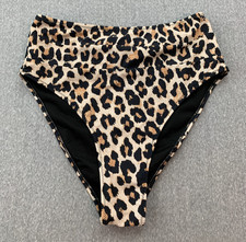 Hilinker Cheetah Print Bikini Tankini Swimsuit Bottoms Womens size Small Black