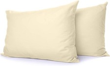 King Pillow Cases Set of 2 Ivory 100 Natural Cotton 600 Thread Count Pillowc...
