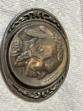Vintage Buffalo Nickel Belt Buckle 1937 Indian Head Coin Western