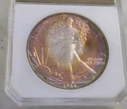 1988 1 oz Silver American Eagle Beautiful Rainbow Tone Color
