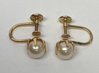 Vintage 14K Yellow Gold Pearl Screw Back Clip On Earrings 2.2g Non-Pierced Ears — photo 10