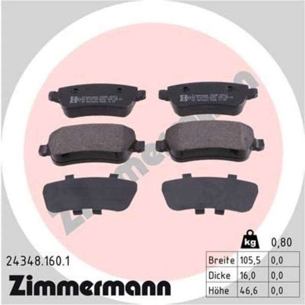 Zimmermann BremsbeläGe Bremsbelegsatz Hinten FüR Fiat Croma-image