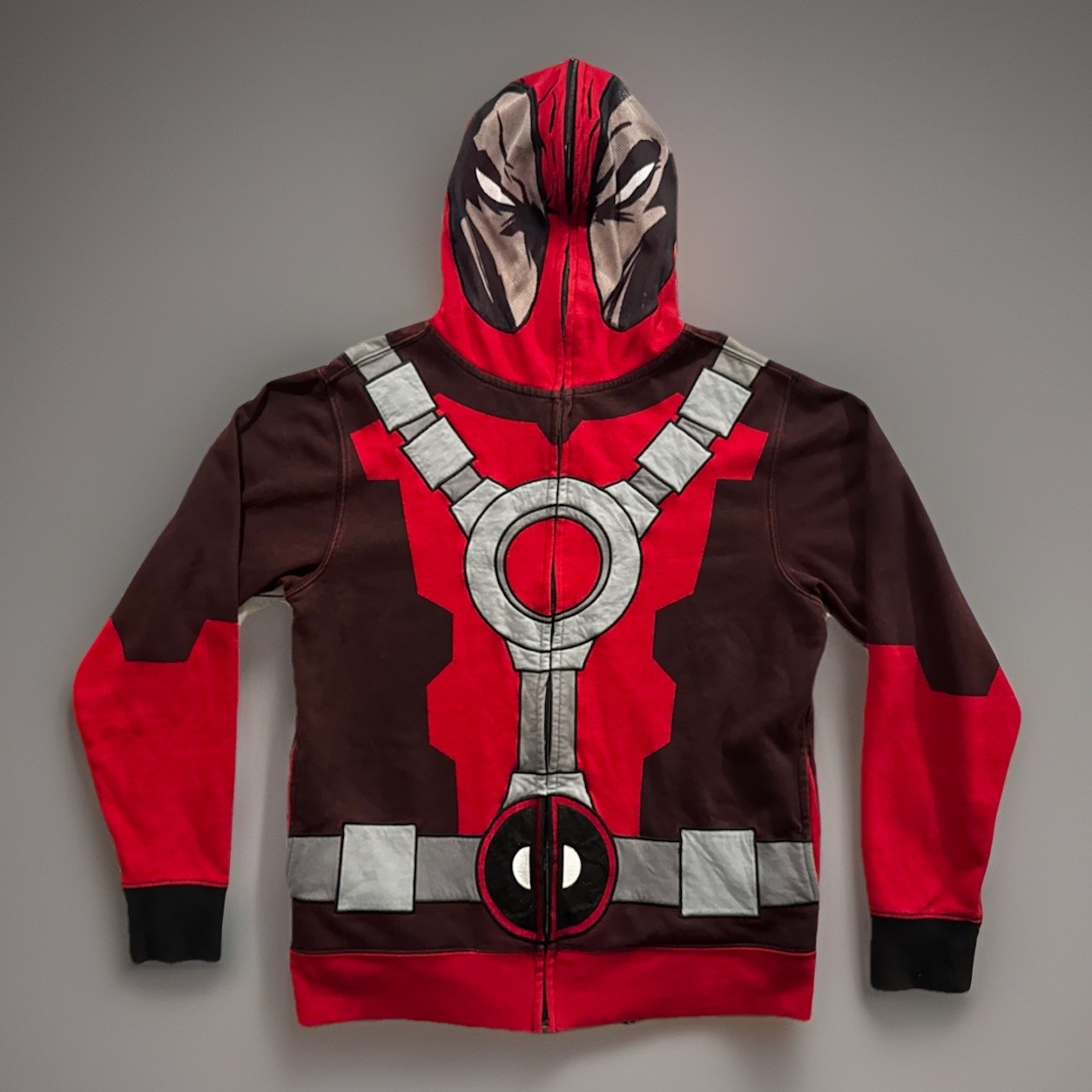 Marvel Deadpool Hoodie Mad Engine Full Zip Face H… - image 1