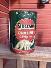 SINCLAIR MOTOR OIL Can Metal 1 Quart Vintage Can EMPTY OPALINE Oil Can OPEN Dino