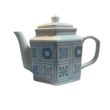 Porcelain Hexagon Teapot aaBlue tile design The Toscany Collection Taiwan