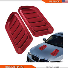 2pcs Car Hood Vents Decorative Intake Scoop Turbo Bonnet Vent Cover Scolor Red
