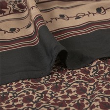 Sanskriti Vintage Saree Red Pure Crepe Floral Printed Sari 5.5 Yard Craft Fabric