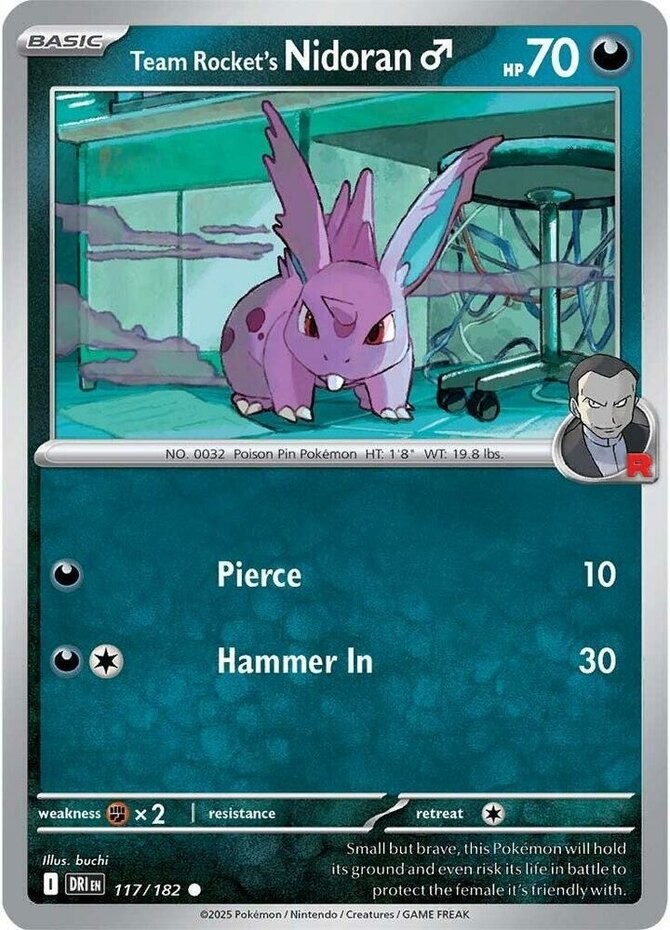 Pokemon Team Rocket's Nidoran M - 117/182 - Common NM-Mint Destined Rivals