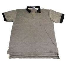 VTG Fila Polo Golf Shirt Black Gray Short Sleeve Embroidered Logo Ladies Sz M