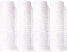 4 Rolls White Mesh Ribbon,10 Inch X 30 Feet 10Yard Each Roll,Metallic White wit
