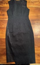 ELIE TAHARI Black Sleeveless Sheath Dress Textured Fabric Mesh Panels Sz 8