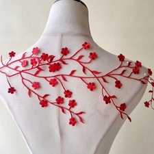 Iron on Plum Flower Appliqué Embroidery Vines Patch for Dress Costumes