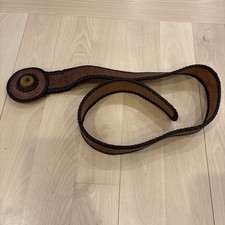 Chico's Womens Adjustable Decorative Tooled Waist Belt Medium Brown Leather NWOT