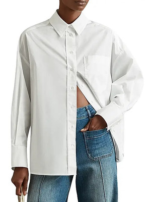 Reiss women's Edie Oversized White Shirt top - size Medium - retail $285