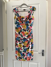 Phase Eight Size 12 Sheath Dress Floral Cowl Neck Sleeveless Knee Length Lined