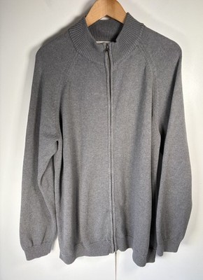 Woolovers Strickjacke Herren XL Grau Full Zip 100% Baumwolle Langarm