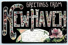 POSTCARD Large Letter Greetings from New Haven Connecticut 1907