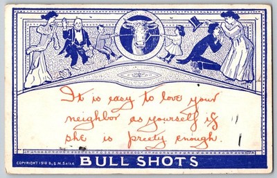 1910 BULL SHOTS A thing of beauty .. S. M. Salke comic love neighbor Postcard