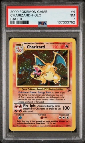 2000 POKEMON BASE SET 2 #4 CHARIZARD-HOLO PSA 7
