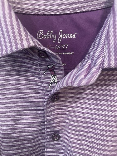 Bobby Jones Polo Shirt Mens XL Purple Striped Performance Golf  XL - Picture 3 of 4