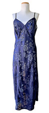 Victoria's Secret Gold Label Vintage Blue Floral Rose Full Slip Adjustable Large