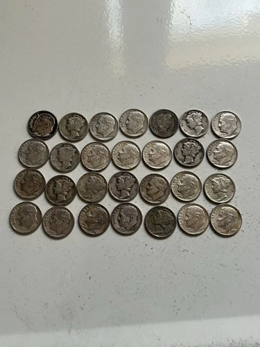 New ListingSilver Dime Lot Total Of 28 90% Silver Dimes