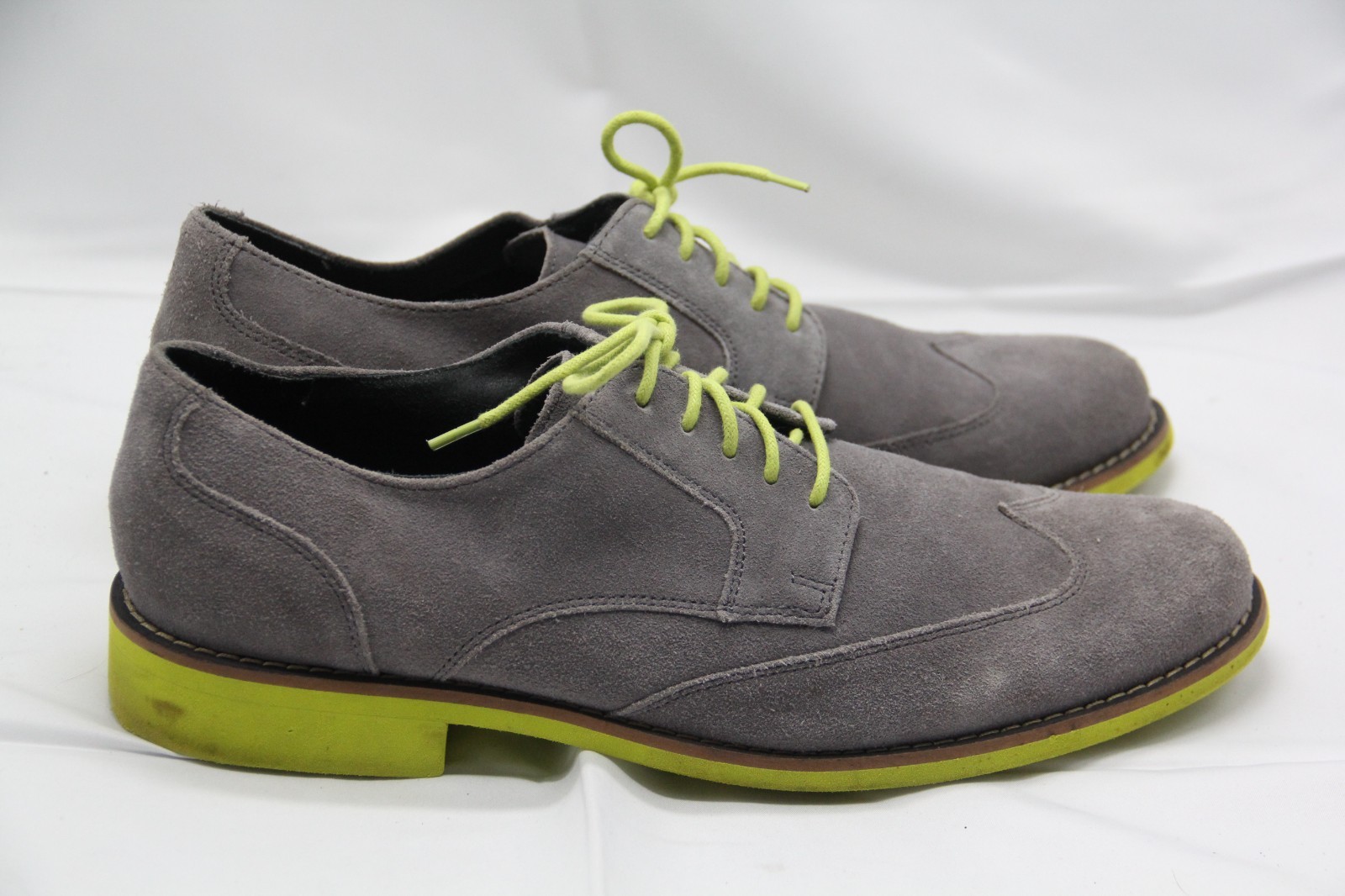 SAOLA Scarpe Oxford Cole Haan uomo taglia 11M grigio scamosciato punta ala suola in schiuma pelle C11124