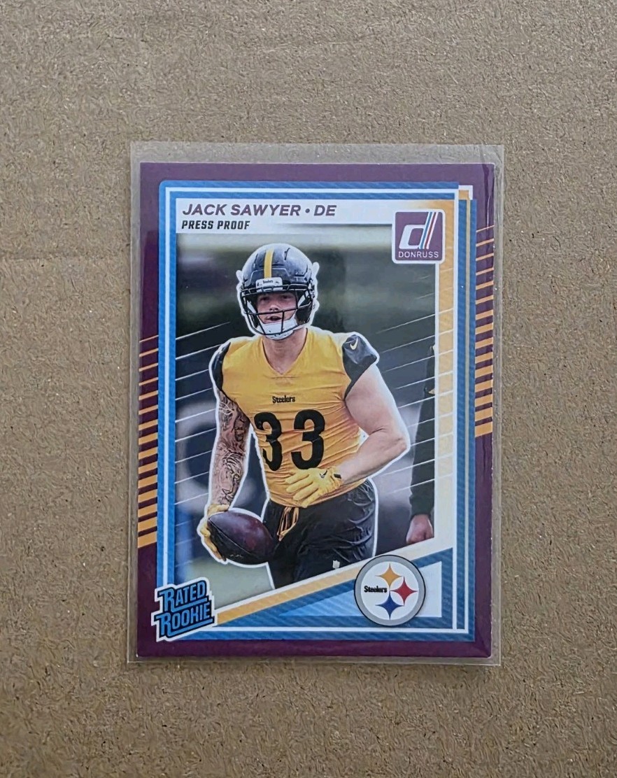 Jack Sawyer Rated Rookie Purple Press Proof 2025 Donruss Football #390 Steelers