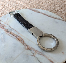 Vintage Bvlgari Double Ring Keychain Leather Black