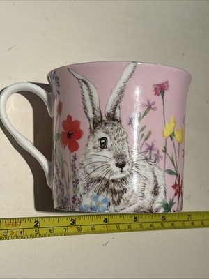 Stechcol Gracie Bone China Rabbit Mug Pink Floral Bunny Tea Coffee Cup Easter