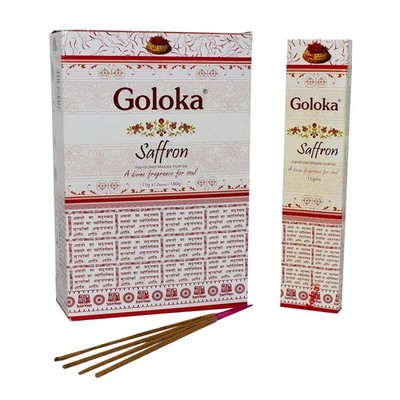 Goloka Incense Sticks Saffron Fragrance Natural Masala Agarbatti 15g x 12 Pack