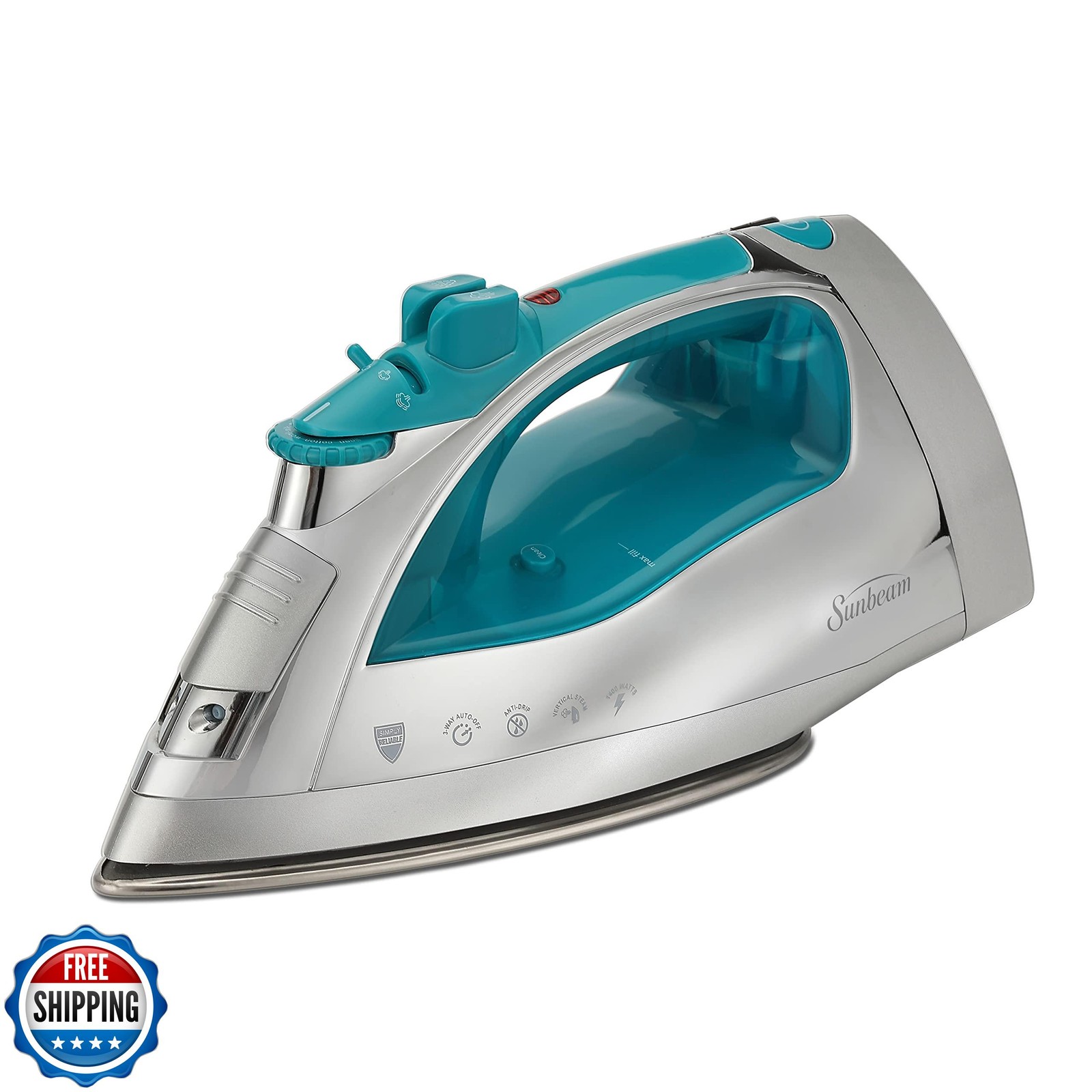 Sunbeam Turbo Steam Iron, 1700 Watt, Nonstick Ceramic Solepl