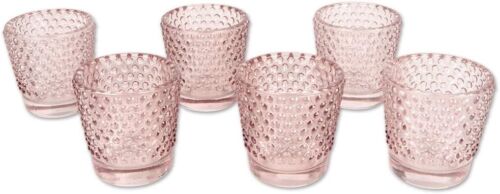 Koyal Wholesale Blush Pink Hobnail Glass Candle Holders 6 Pack Boho Decor Bridal