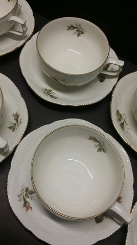 SET OF 7 Rosenthal Moss Rose Sansouci, Flat Coffee Cups and Saucers - Excellent - Picture 7 of 11