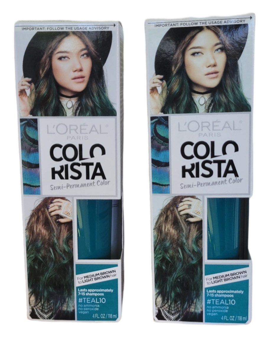 2 NEW L'Oreal Paris Colorista Semi-Permanent Hair Color For Brunettes Teal10
