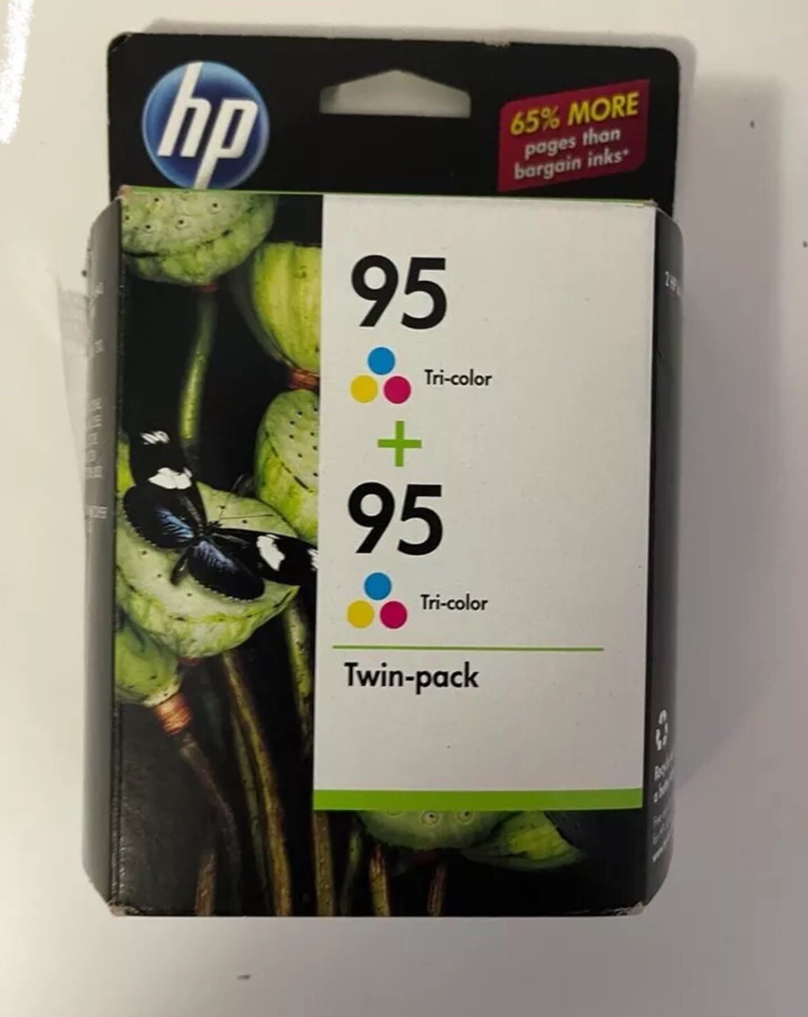 HP 95 Tri-Color Ink Cartridge Twin Pack - Brand New Sealed Oem Blue Yellow Cyan