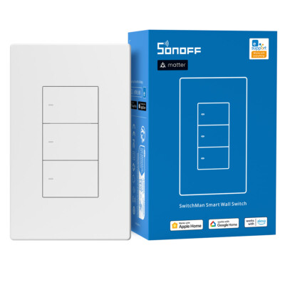 SONOFF 3 Gang Matter Smart Switch,2.4GHz WiFi Smart Light Switch, Timer Schedule