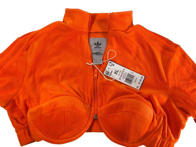 Jeremy Scott adidas JS Track Crop Top Jacket Velour H50966 Signal