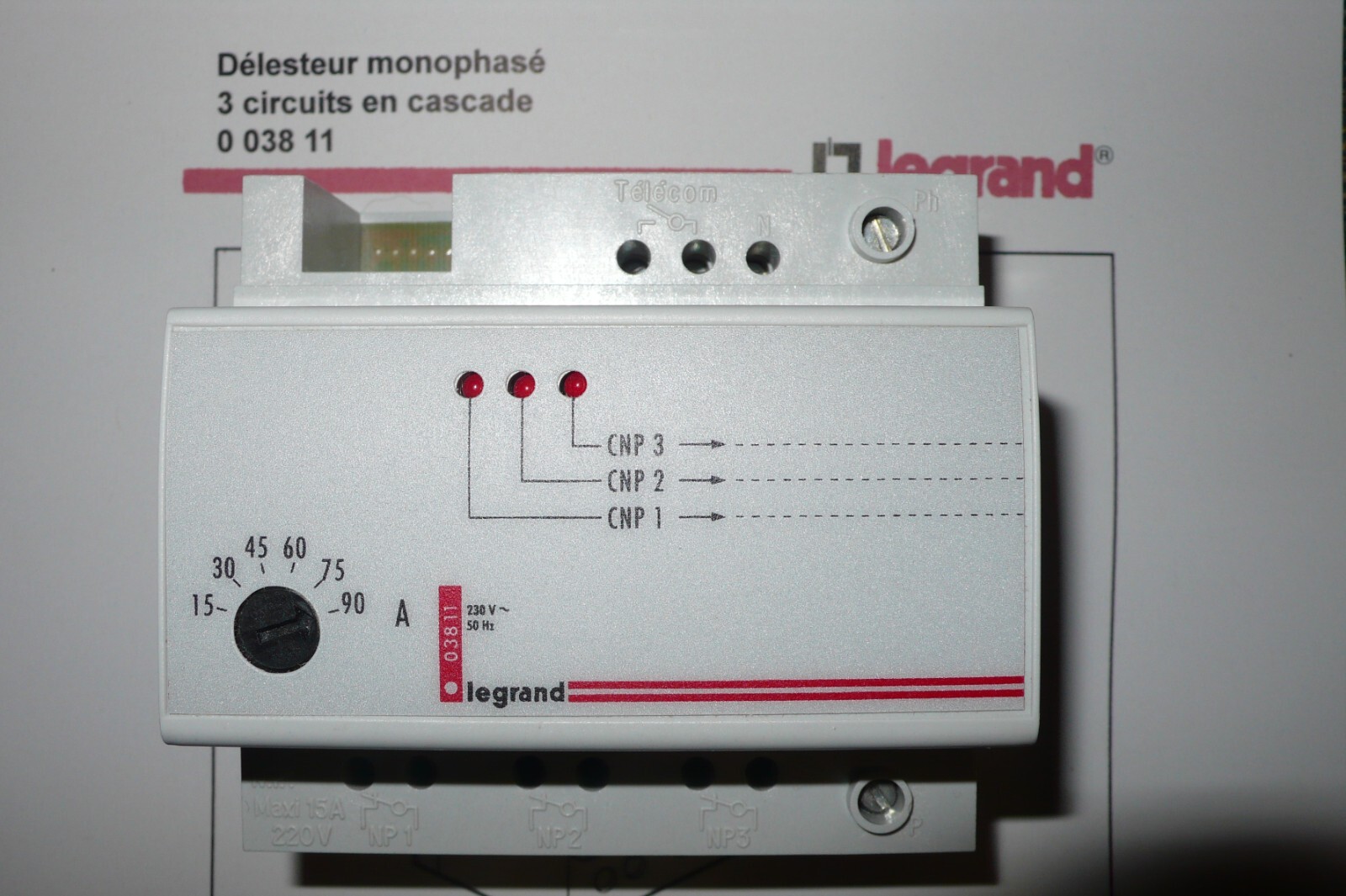 Délesteur d'énergie Legrand 03811 monophasé à tore de mesure