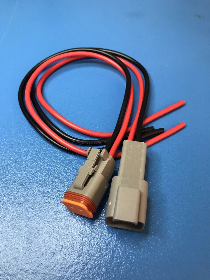 16 AWG 灰色组装 Deutsch DT04-2 针防水连接器 12 英寸每根电线 全新 — 第 2/2 张图片