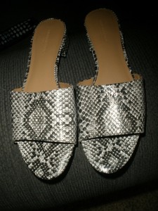 snakeskin print mules