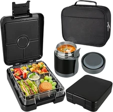 Bento Lunch Box Set with 10Oz Soup Thermo, Leak-Proof Lunch Containers with 4 Co