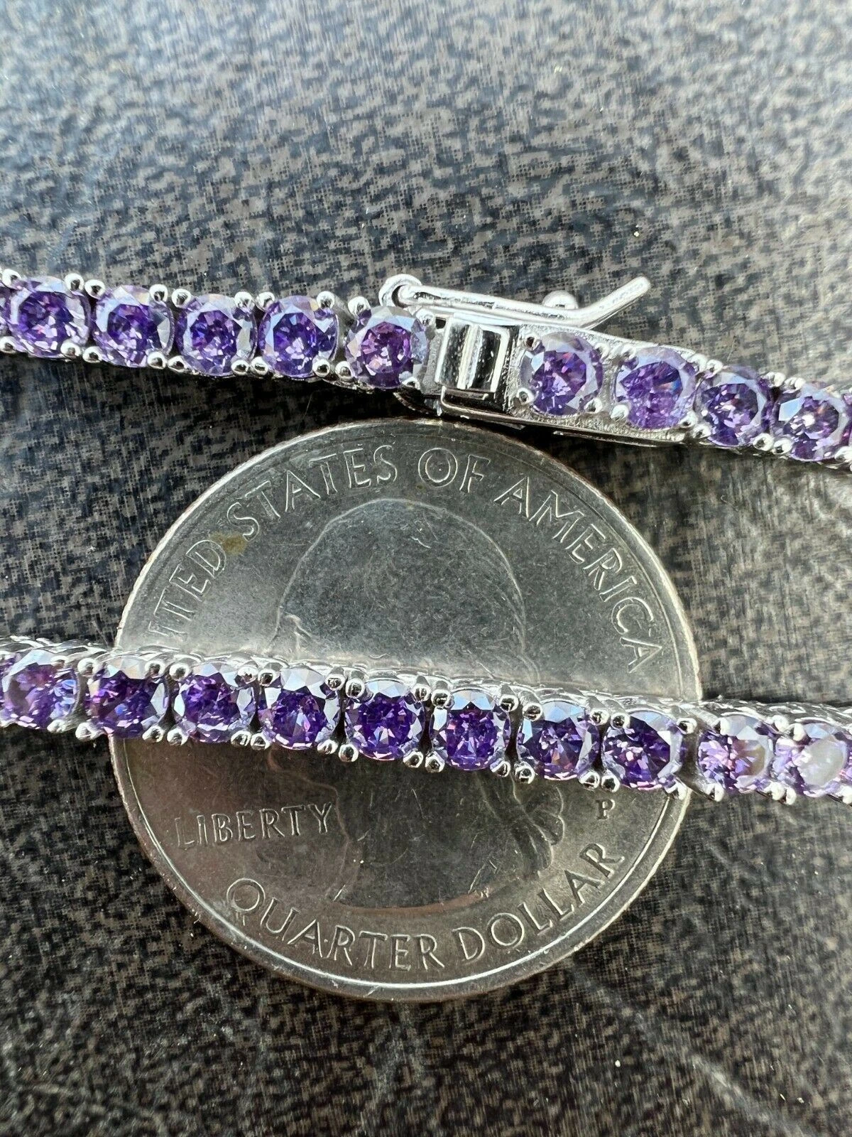 Tennis Chain 3mm Real 925 Sterling Silver Purple Simulated Amethyst CZ Necklace image 3