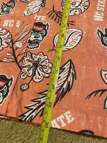 NC STATE WOLFPACK by WES AND WILLY Herren MEDIUM Blumenmuster hawaiianisches Knopfhemd - Bild 8 von 12