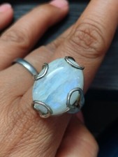 Blue Fire Moonstone Ring 925 Sterling Silver Jewelry Birthday Gift For Him Her