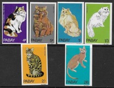 Isle of Pabay 1969 Cats imperf set of 6, Tabby, Chinchilla etc. UNM/MNH
